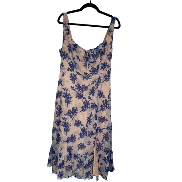 NWT XL ASTR The Label Floral Print Sleeveless Midi Dress Ruffle Hem - Picture 3 of 16